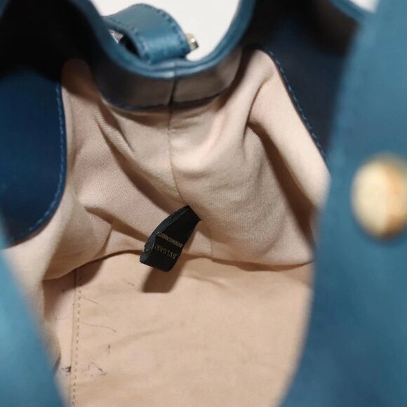 BVLGARI Hand Bag Leather 2way Blue Gold Auth BA1864 - Picture 11 of 16